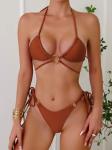 Ruffles Bikini Swimming Suits For Beach Occasion Red Color Upf50++ The New Style
