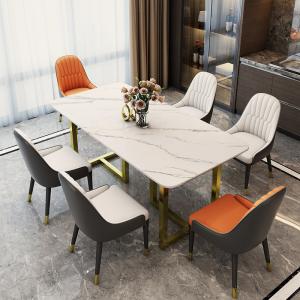 China 1.6 Meter Length Marble Apartment Dining Tables With Stainless Steel Leg on sale