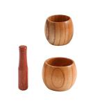 Garlic Presses Bamboo Mortar and Pestle Wood Material for Grinding Herbs Kitchen