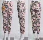 Camo Print Ladies Chino Trousers Elastic Cotton Twill Joggers