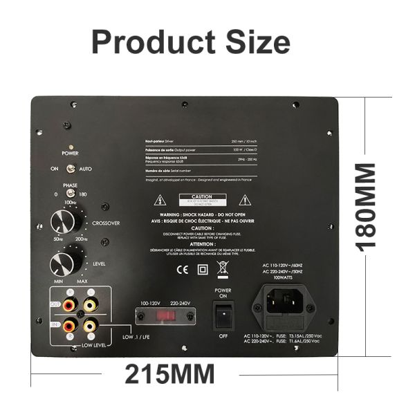 150W 2 Channel Subwoofer Plate Power Amplifier with 25-200 Hz Frequency Response and Class D Technology