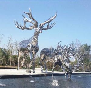 Wholesale Contemporary Metal Animal Sculptures Garden Deer Statues For Public Decoration from china suppliers