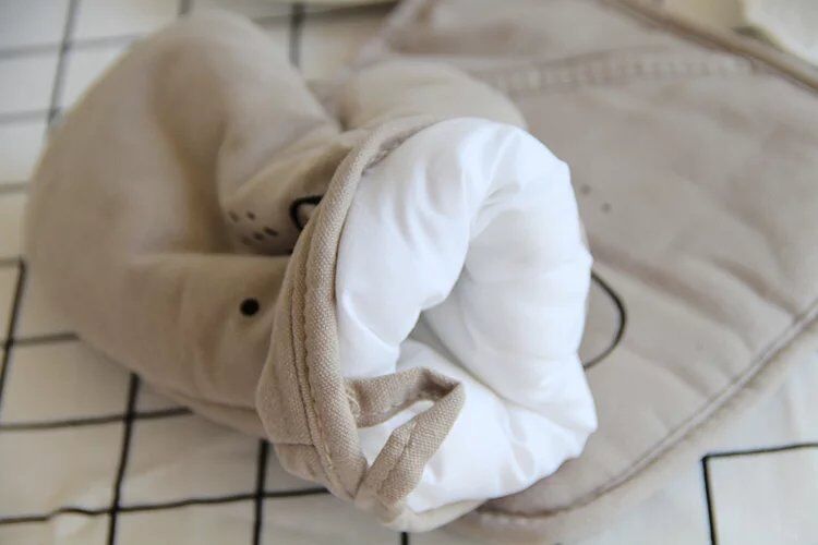 Ribbed Kitchen Oven Glove Printed Cotton Oven Mitts 25*15cm