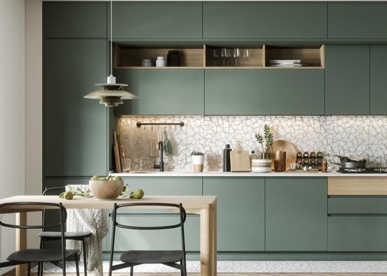 2.2M E1 Grade Contrasting Countertops And Kitchen Island With Drawers On Both Sides