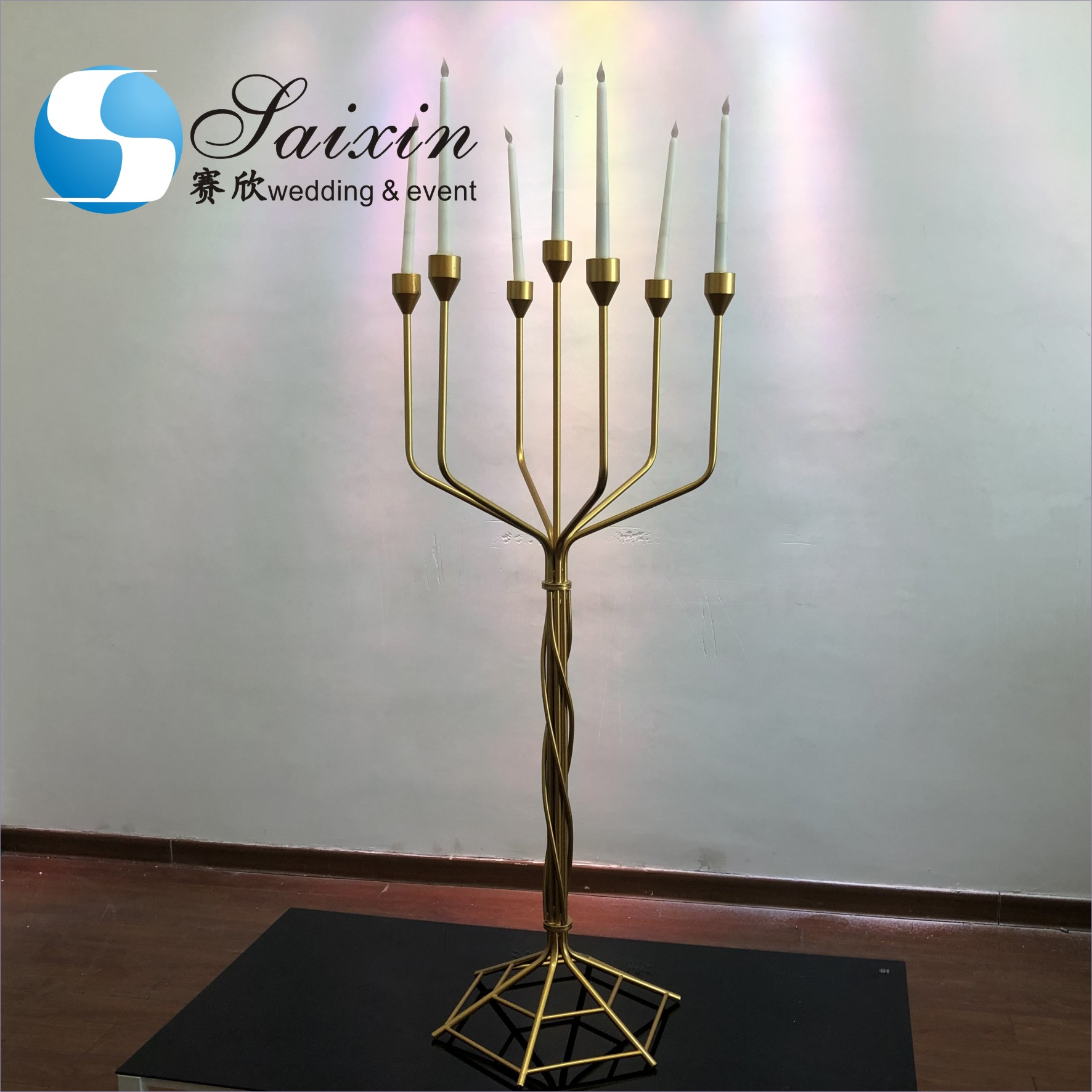 9 Arm Gold Metal Candelabra Luxury Candles Decor Antique Crystal Candle Holders