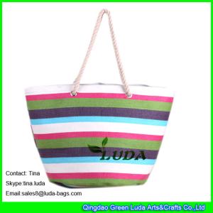 Wholesale LUDA colorful straw totes paper cloth fabric straw extra large beach bags from china suppliers