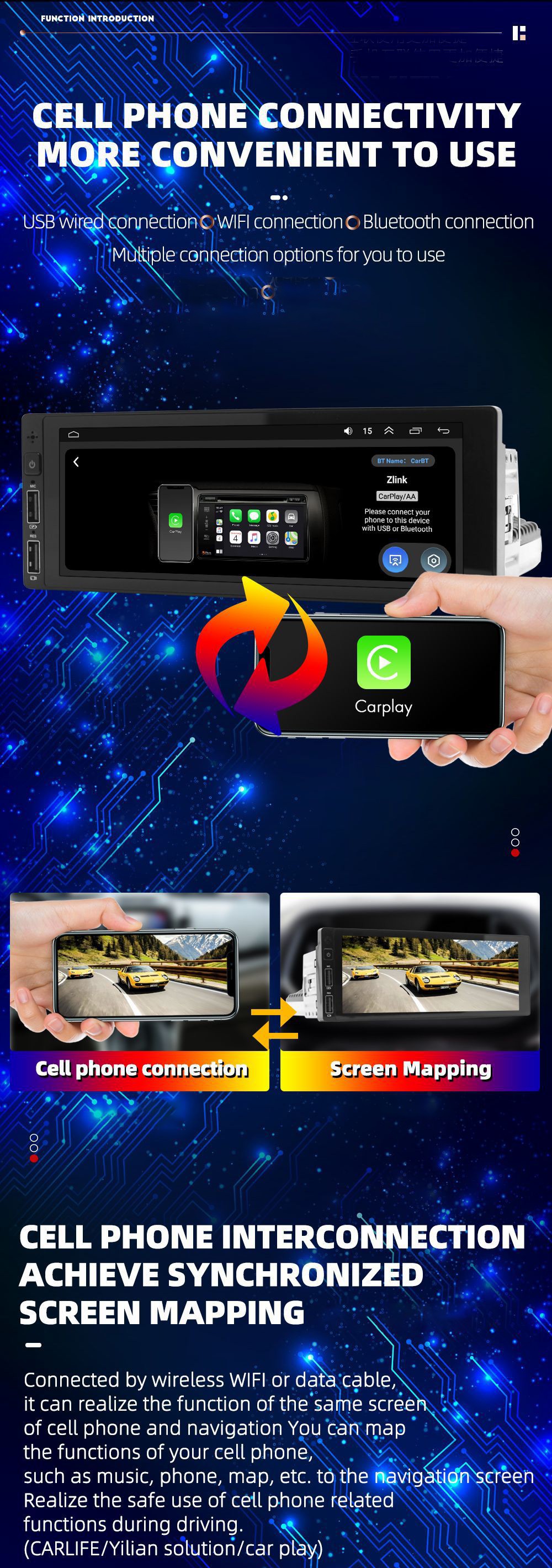 1G/2G RAM 6.86 Inch HD IPS Screen SW150 Car Stereo Radio with Mirrorlink and FM Radio