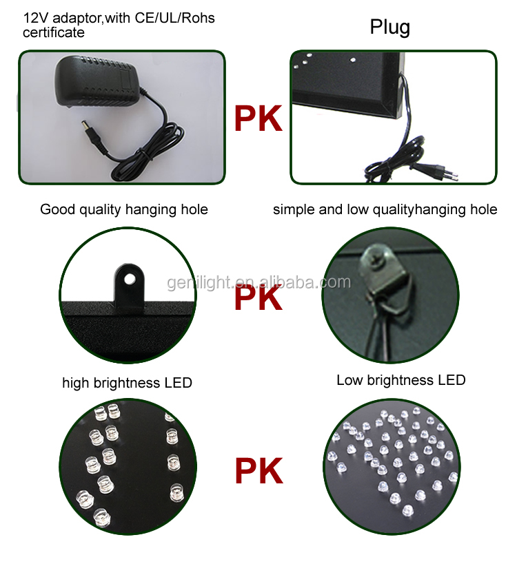 SDK Function Battery Powered Flashing LED Pizza Shop Open Sign Board With Animation