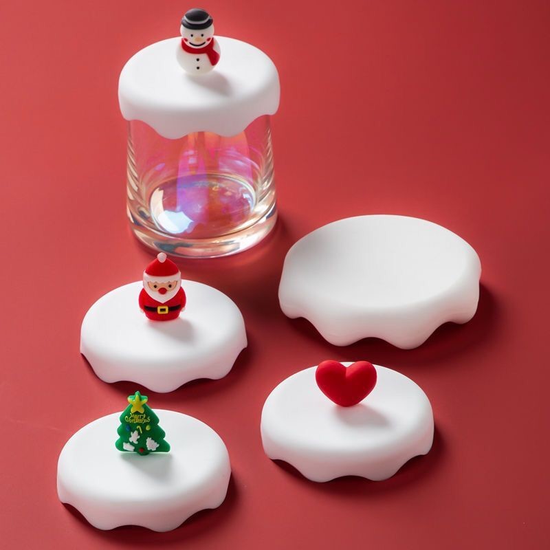 Silicone Cup Lids Set Snow Cover Drink Coaster Anti-Dust Airtight Mug Covers For Hot And Cold Drink Silicone Hot Cup Lid
