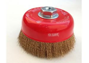 Wholesale 85mm wire cup brush,coarse crimped brass coated wire 0.014 inch,with M16 by 2 arbor from china suppliers