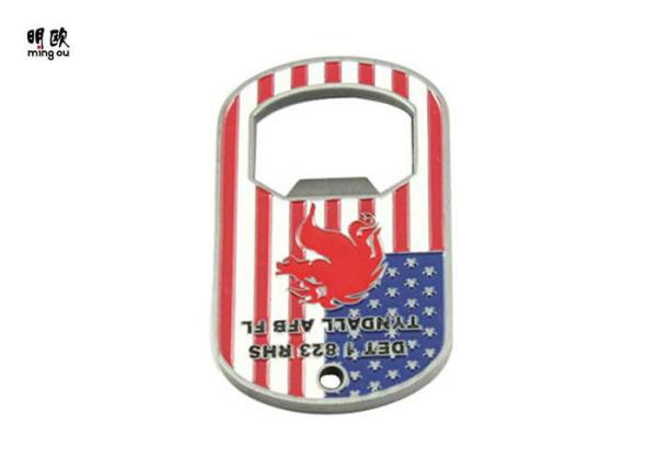 Metal Dog Tag Hand Held Beer Bottle Opener Custom Us Style , Silver Color