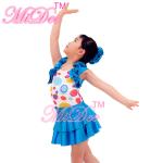 2 in 1 Colorful Kids Dance Clothes Cutie Cercle Confetti Bodice Halter Neck