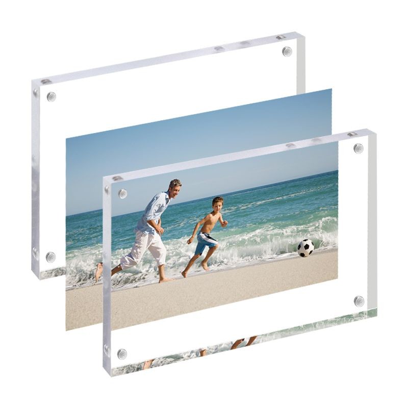 Acrylic Magnetic Photo Frames 10*15*1.6cm Double Sided Tabletop Picture Frames