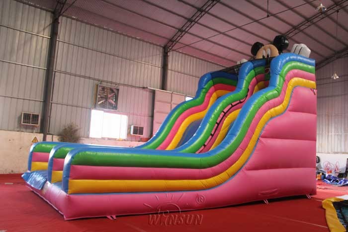 Mickey Theme Commercial Inflatable Slide , 0.9mm PVC Big Blow Up Slide