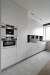 EB Modern Contemporary White Kitchen Cabinets With Dinning Table