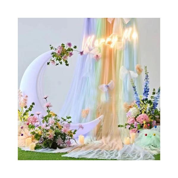 Custom Polyester Tulle Fabric Soft Dyeing Pure Color For Outdoor Wedding