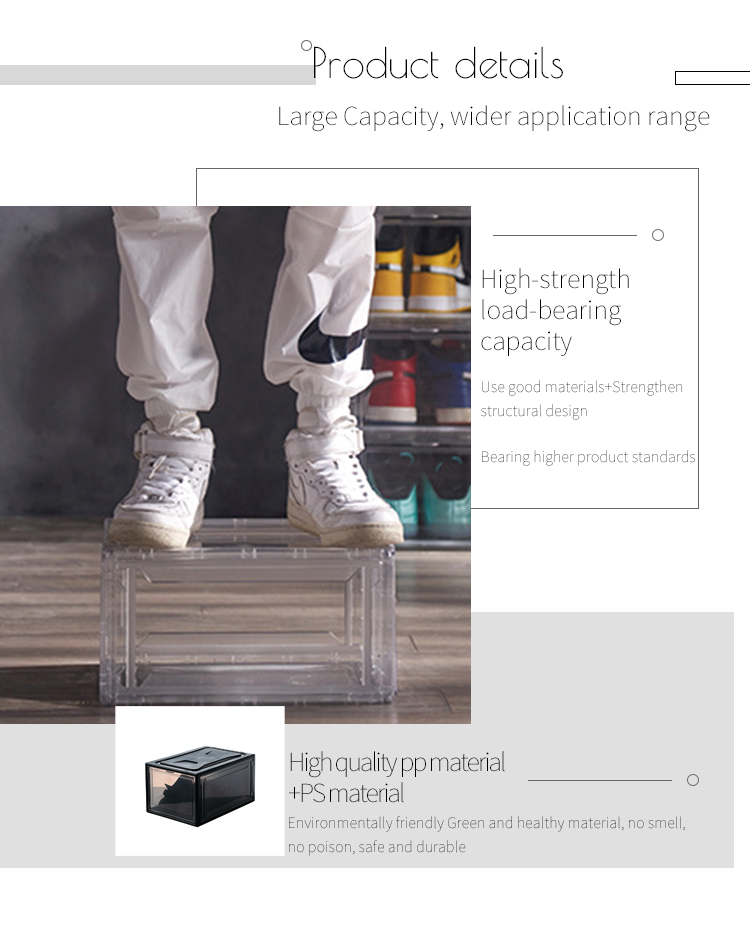 Injection Folding Plastic Shoe Box Organizer Stackable Sneaker Storage Boxes