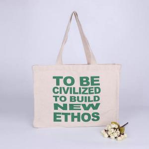 Wholesale Long Rope Green Canvas Tote Bag / Recycled Small Canvas Shopping Bags from china suppliers