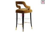 Velvet Upholstered Restaurant Bar Stools Solid Ash Wood With Hollowed Out
