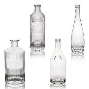China Decal Unique Striped Glass Bottle for Vodka Gin Whiskey Rum Wine Cork 500ml 700ml 750ml on sale