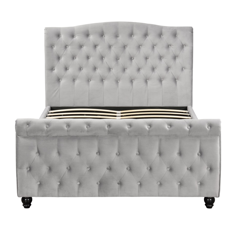 Crushed Velvet Chesterfield Sleigh Ottoman Storage Bed Gas Lift Smooth Opening