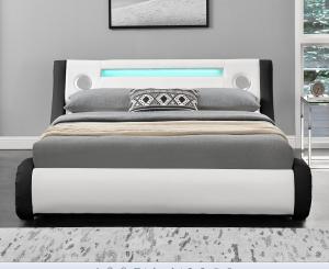 Wholesale Modern LED Upholstered Bed Queen Size Platform Bed Frame With Speakers from china suppliers