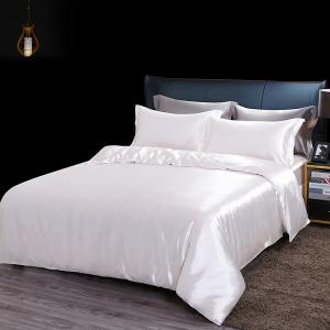Wholesale Soft Hotel 1.0m 4Pcs White Silk Duvet Cover Set OEKO-TEX Approval from china suppliers