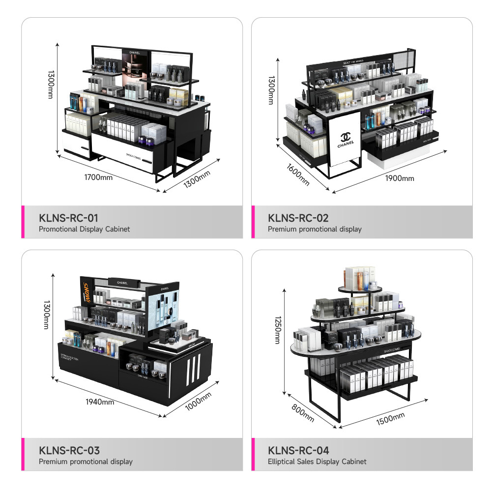 Cosmetic Display Furniture Integral Cashier Wall Cabinet For Makeup Shop Interior And Beauty Store Design
