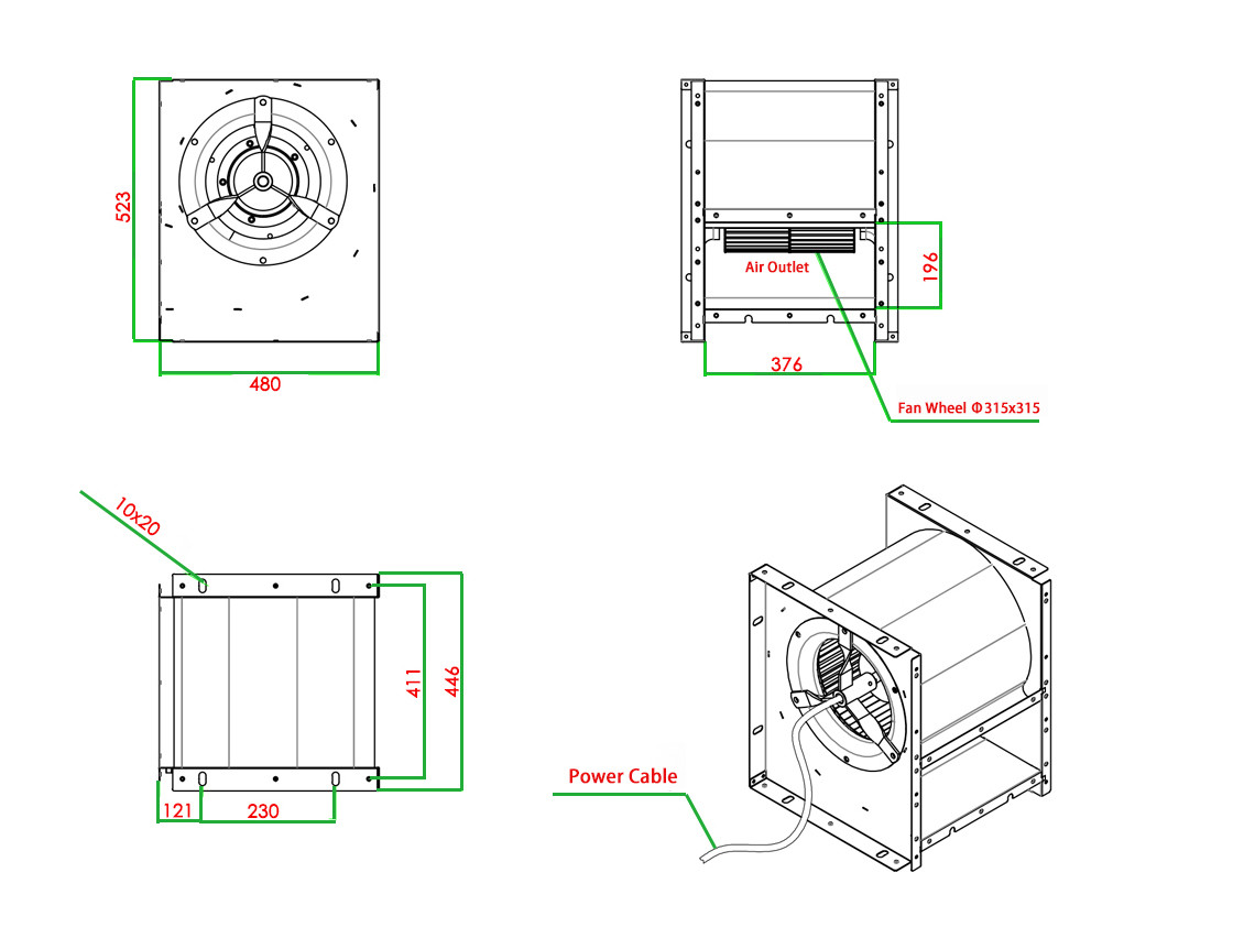 OEM 220V Double Inlet Didw Fans Centrifugal Radial Fan Blower Outer Rotor