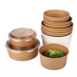 PE Lined Disposable 850ml Kraft Paper Salad Bowl Compostable To Go Food