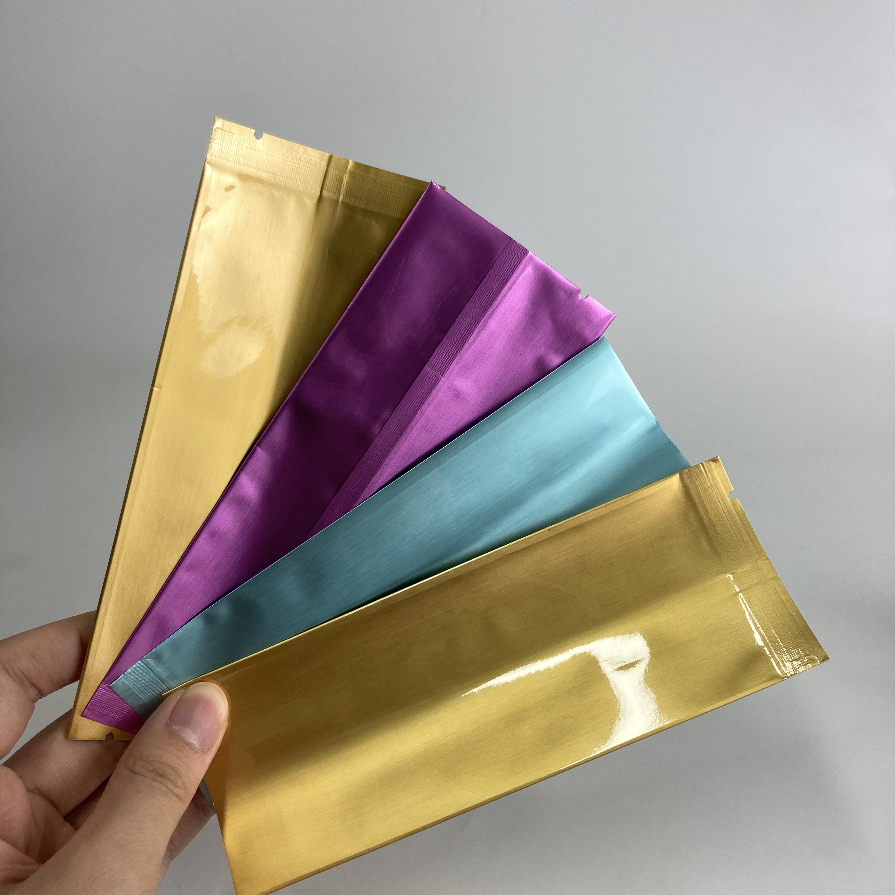 Colorful Metallic Custom Plastic Bags Back Seal With Aluminum Foil Food Grade