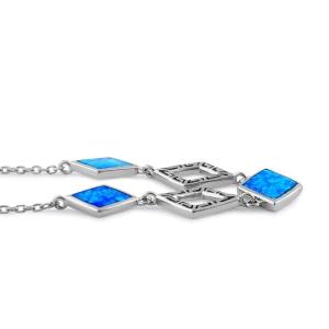 Wholesale Diamond Stone Engagement Sterling Silver Jewelry , Blue Lab Greek Opal Necklace from china suppliers