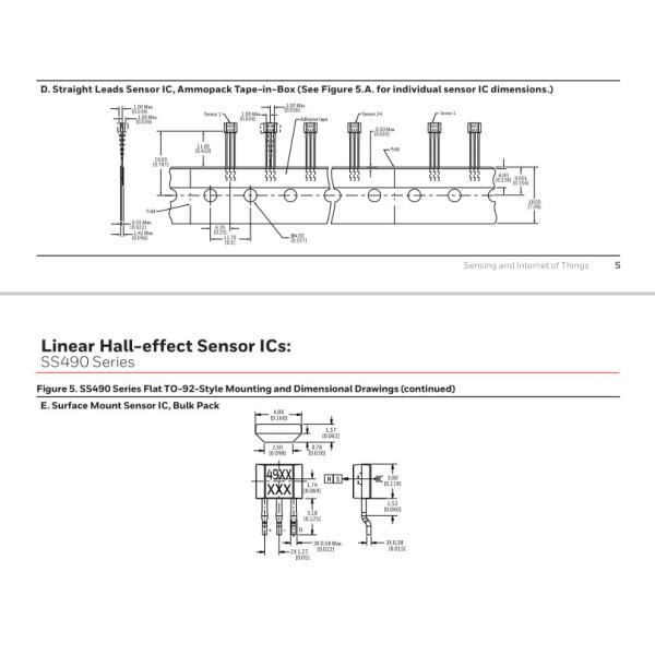 SS490 Series Linear Hall-effect Sensor ICs SS39ET SS49E SS59ET Ss49x