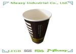Disposable Black Double Wall Paper Cups For Coffee 4oz - 16oz