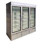 White / Black 3 Glass Door Commercial Refrigerator Freezer With Large Display