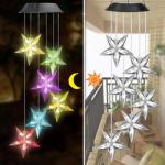 Color Changing Solar Power Wind Chime Hummingbird Butterfly Waterproof Outdoor