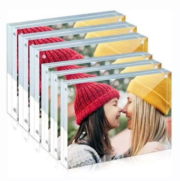 Floating Acrylic Picture Frames See Through Magnetic Block Photo Frame