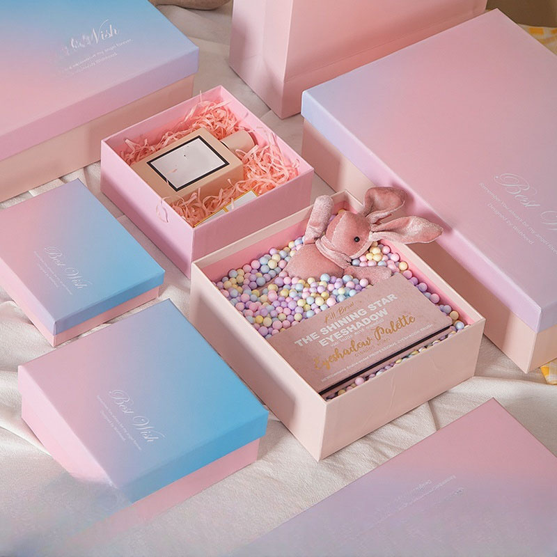 Colorful Custom Logo Cosmetic Makeup Perfume Packaging Square Kraft Paper Gift Box