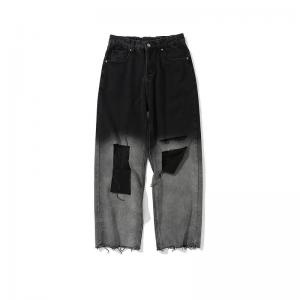 Wholesale OEM MOQ 100pcs Black Ripped Jeans Fashion Men