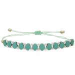 Crystal Glass Beads Metal Handmade Chain Link Bracelets With Hexagonal Turquoise