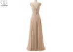 Champagne Lace Bridesmaid Dresses / Beaded Chiffon Plus Size A Line Ball Gowns