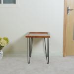 Nordic Iron Stand Finger Joint 55.7cm Teak Solid Wood Coffee Tables