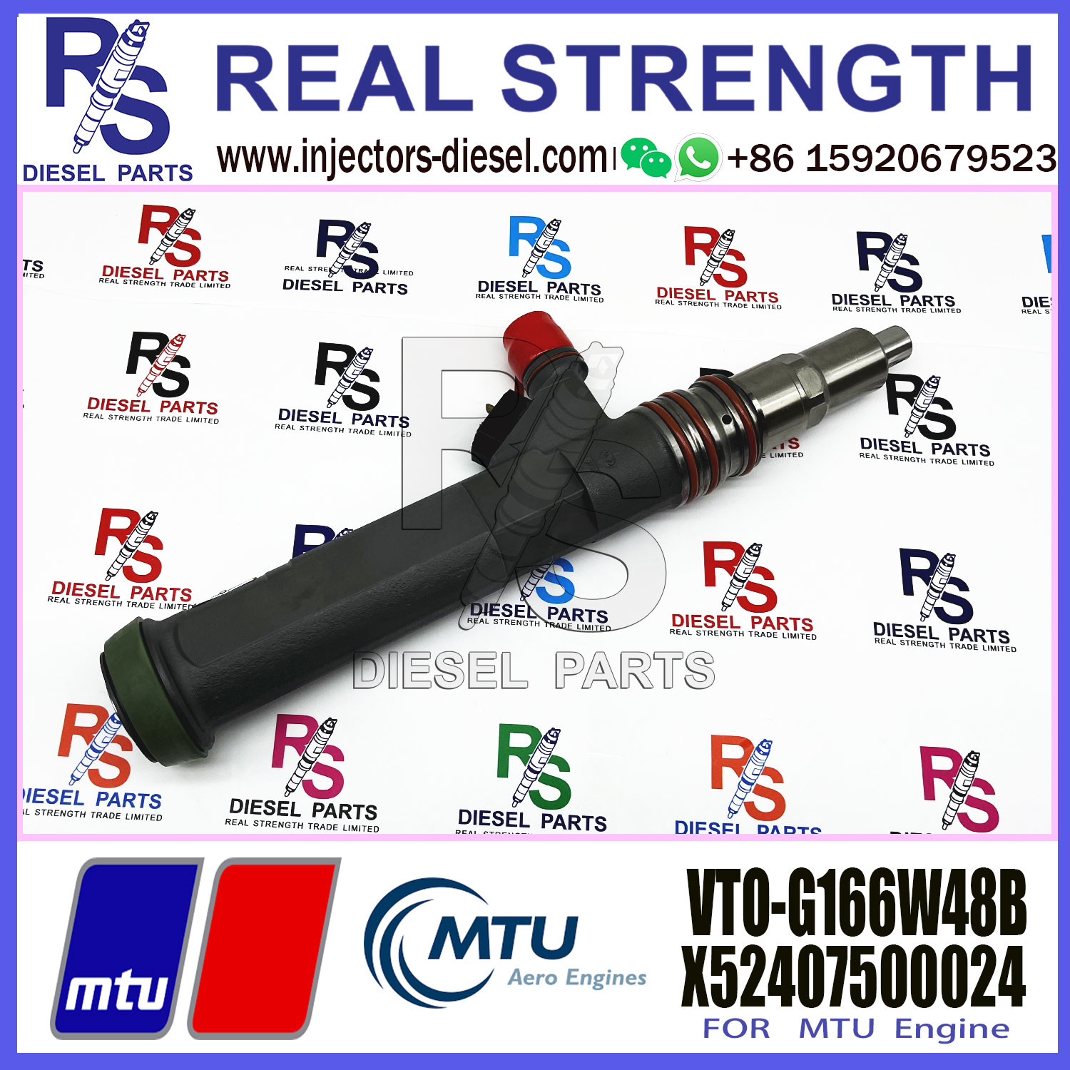 High Quality Common Fuel Injector VTO-G166W48B 001010695 G166W48B Inyectores de combustible MTU refabricados