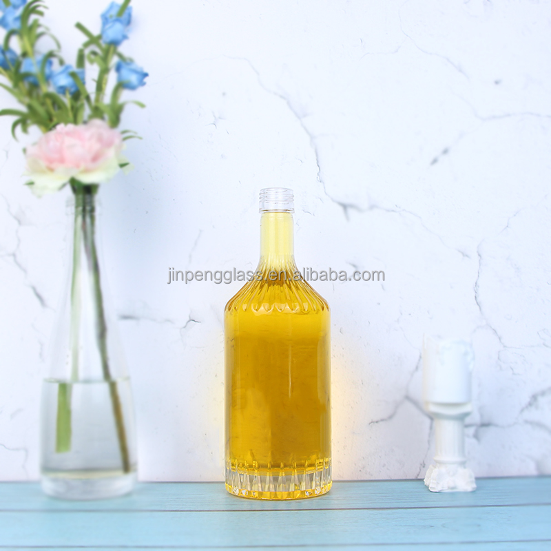 Screw Cap Glass Bottle for Whisky Vodka Champagne Tequila Gin Rum 750ml 1000ml Transparent