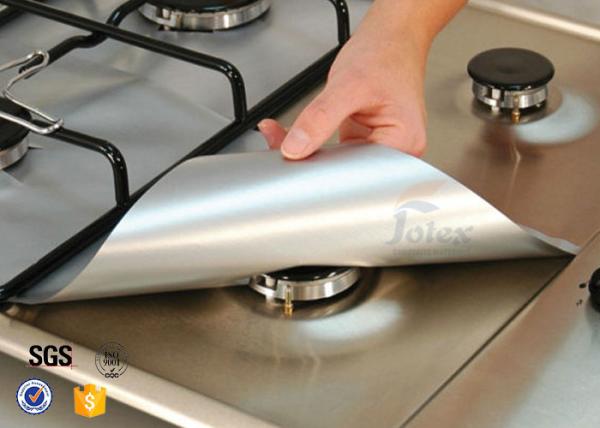 PTFE Coated Fiberglass Fabric 4PCS Silver 10.6” x 10.6” Gas Range Protectors