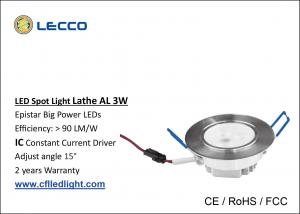 Wholesale 1W High Power LED Spot Lights Lathe Aluminum 300 LM With Epistar LED Chip from china suppliers