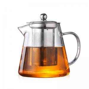 China Heat Resistant Clear Glass Teapot with 304 Stainless Steel Strainer Durable on sale