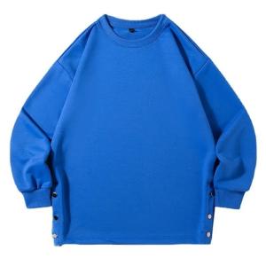 Wholesale 2023 Spring New Solid Color Heavy Round Neck Hoodie Loose Fashion Couple Clothes Men′s and Women′s Long-Sleeved T-Shirt from china suppliers