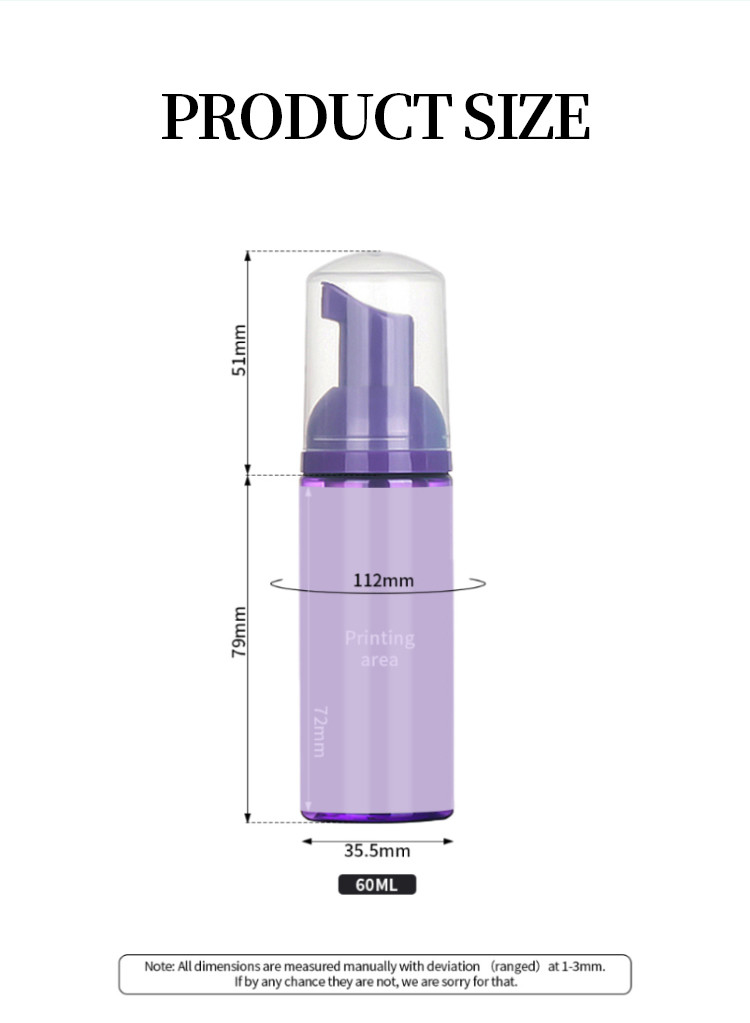 60ml Cosmetic Foam Bottle Facial Cleanser Foam Pump Dispenser Bottle