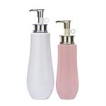 Gold Pump Empty Liquid Cleanser Cosmetic Packaging Pet Squeeze 500ml Pink